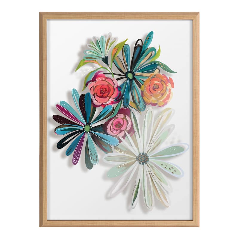 Kate and Laurel Blake Flowers Glass Framed Printed Art by Jessi Raulet