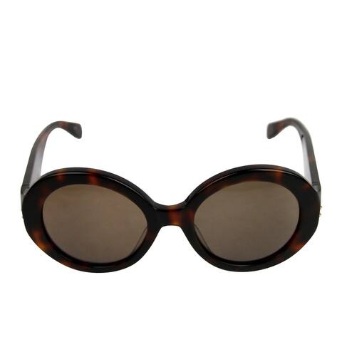 Alexander McQueen Unisex Havana Plastic Acetate Round Sunglasses - One size
