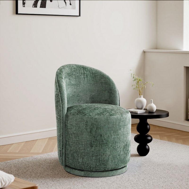UIXE Modern Upholstered Swivel Armless Side Dining Chairs - Green/CHENILLE