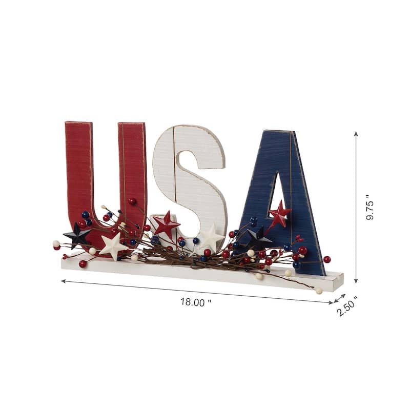 Glitzhome Patriotic Americana Flag USA Table Decor