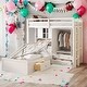 preview thumbnail 2 of 28, Twin Size Bunk Bed with Drawers, Wardrobe, Storage Shelves and Hydraulic Bed