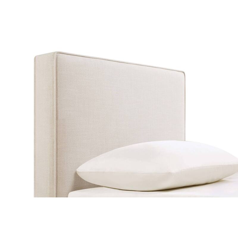 Rectangular Upholstered Headboard in Sand Fabric with Soft Foam Padding and Contemporary Look