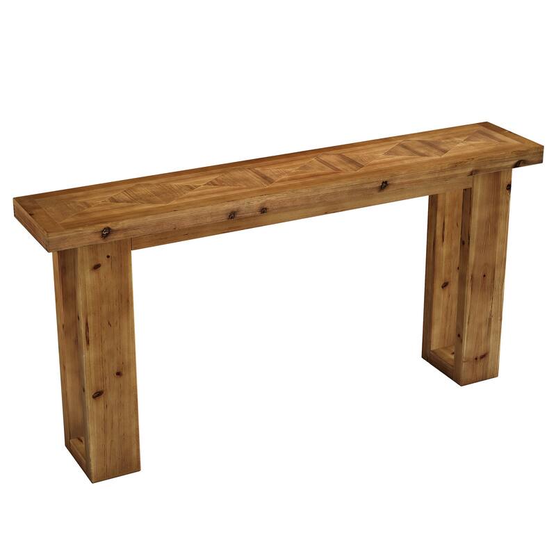63" Solid Wood Rectangular Sofa Table, Behind-the-Couch Console Accent Table for Living Room Entryway Hallway Entrance