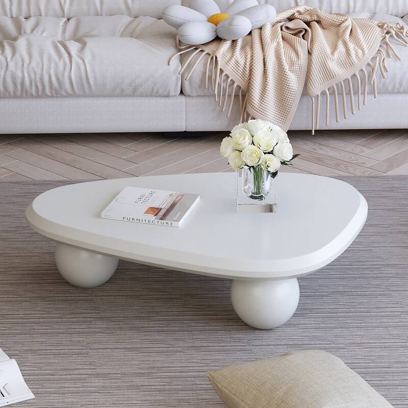 Modern Cloud Coffee Table Stylish Coffee Table Decorative Center Table with 3 Ball Feet, for Living Room