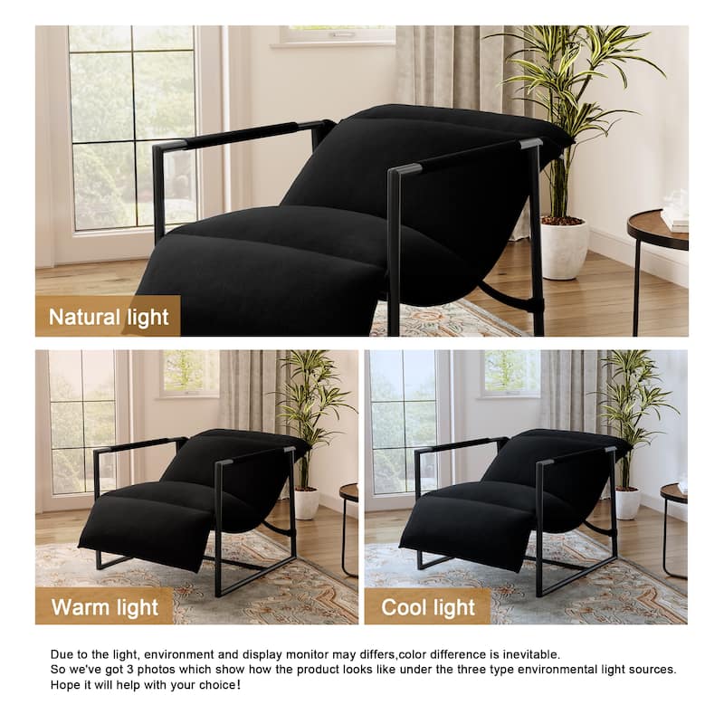 Metal Sling Accent Chair Armchair with Adjustable Headrest