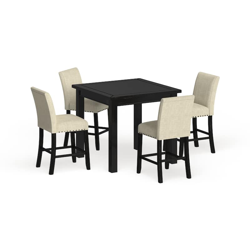 Pave Transitional Black Wood 5-Piece Counter Height Dining Set by Furniture of America