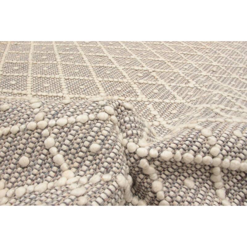 ECARPETGALLERY Braid weave Sienna Grey Wool Rug - 5'2 x 7'11