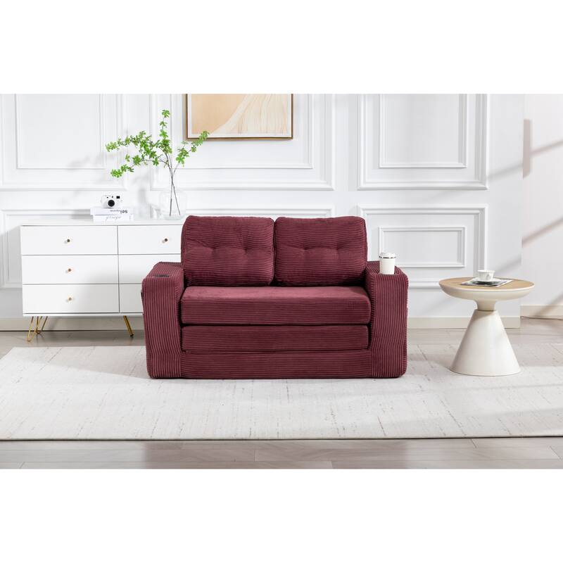 Convertible Sofa Bed, Expandable double Sofa Bed, 2 in 1 Convertible Sofa Bed, Fold Out Floor Couch with Pillows