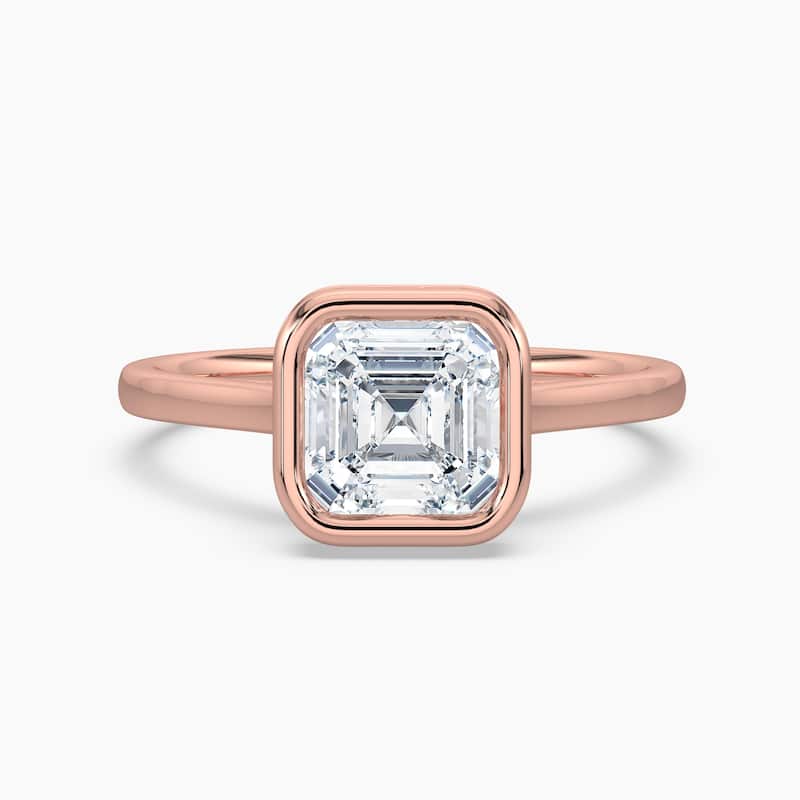 Auriya 14k Gold Lab Grown Asscher Diamond Bezel Unique Hidden Halo Engagement Ring 1.00 to 5.00 ct. tw. (F-G, VS) - 7 - 1.75 carats - Rose
