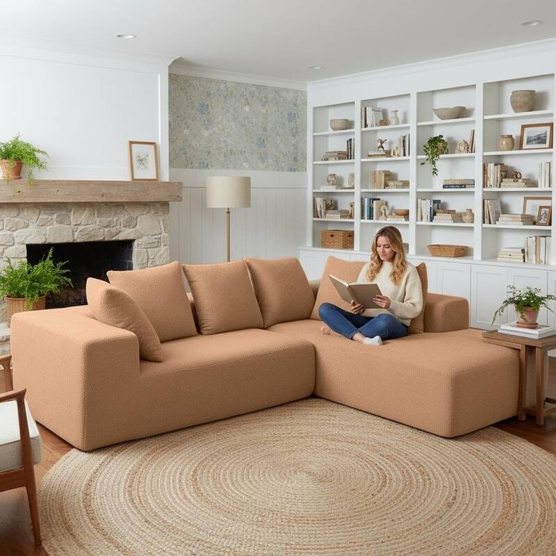 Modular Compressed Couch L-shaped Sectional Sofa with Chaise