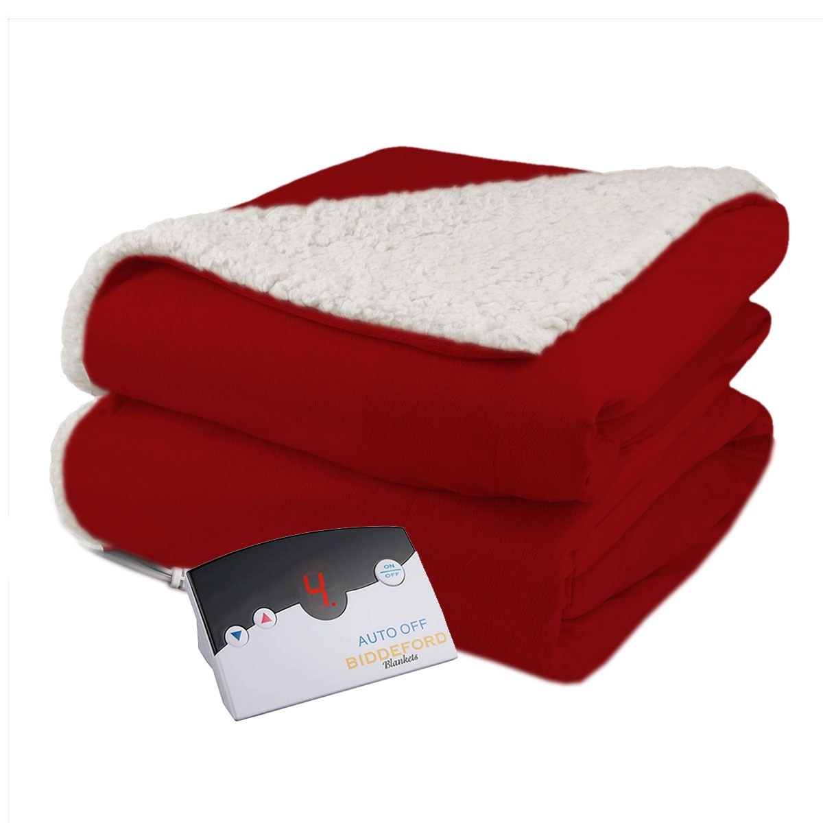 Pure Warmth Soft Velour Sherpa Electric Heated Warming Blanket