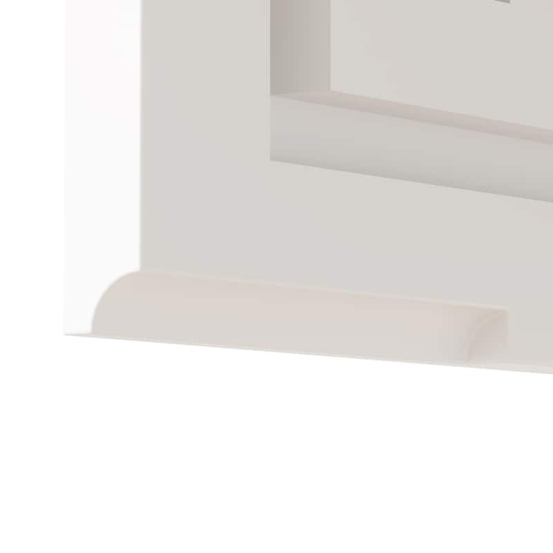 White MDF Bathroom Wall Cabinet with Glass Doors, LED, USB and Shelves - 28.2” L x 6.3” W x 27.6” H