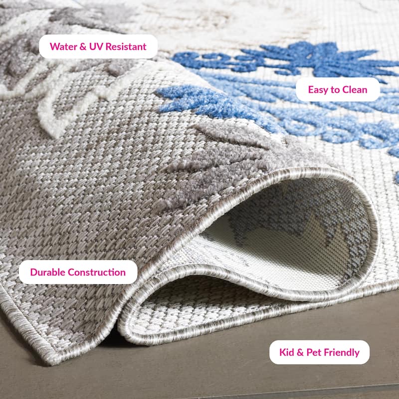 SAFAVIEH Cabana Micheline Indoor /Outdoor Waterproof Patio Floral Rug