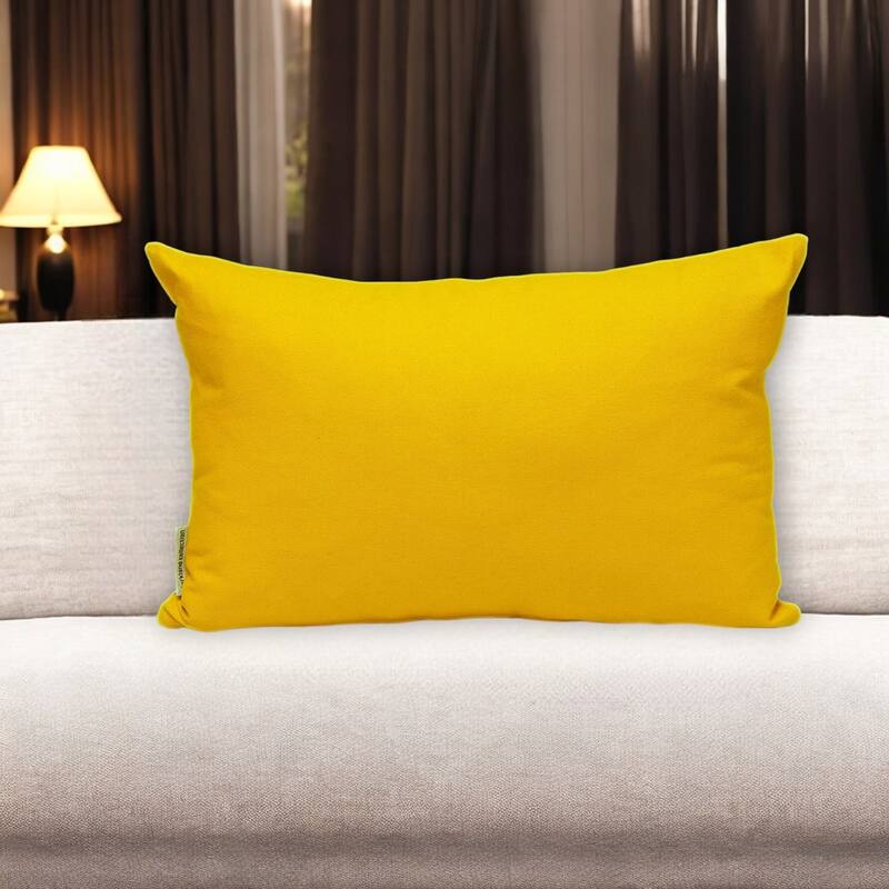 HomeRoots 12" X 18" Yellow Cotton Lumbar Throw Pillow - Bed Rest - Polyester