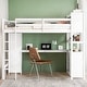 preview thumbnail 2 of 20, Full Size Wood Loft Bed with Desk, Bookshelf & Adjustable Wardrobe for Kids, White