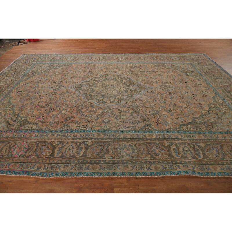 Traditional Mashad Persian Area Rug Handmade Wool Carpet - 9'3" x 12'10"