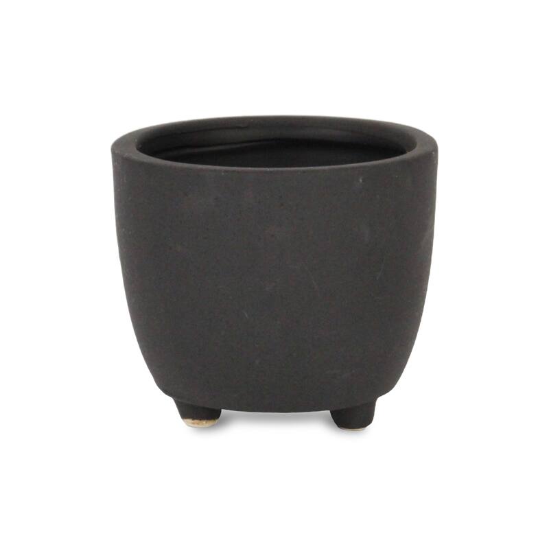Parlo Raised Textured Round Ceramic Pot - Dark Gray - Medium