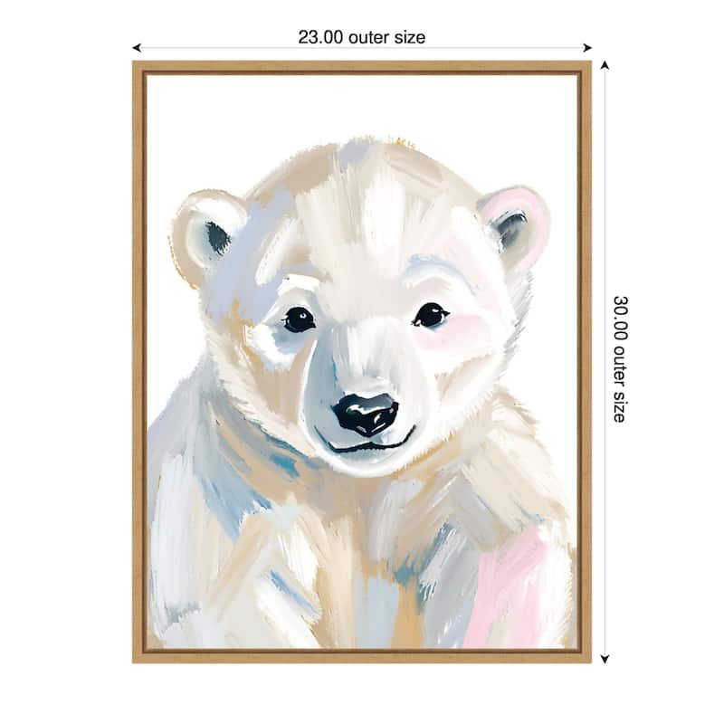 Polar Bear Cub by Ohkimiko Framed Canvas Wall Art - 23 x 30 in
