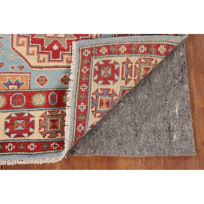 Light Blue Kazak Oriental Accent Rug Handmade Geometric Wool Carpet - 2'9" x 3'10"