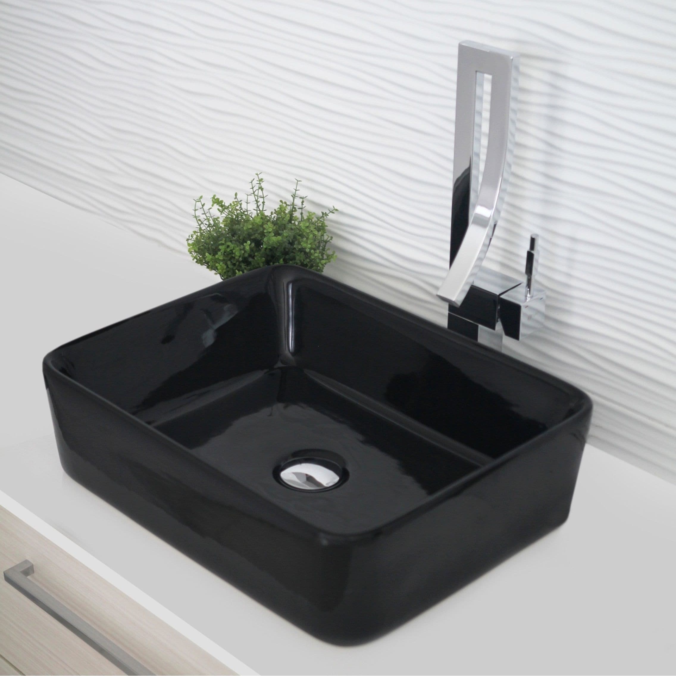 STYLISH 19 inch Porcelain Ceramic Rectangular Vessel Sink Above Counter - 18.75" x 14.5" x 5.25"
