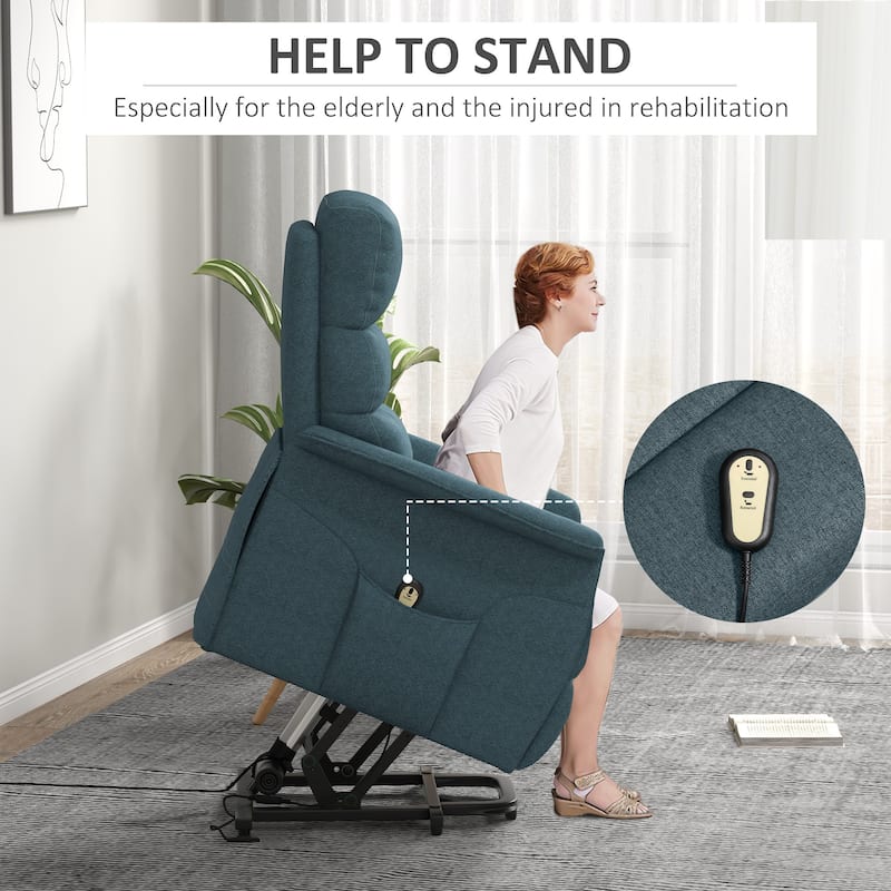 HOMCOM Power Lift Recliner Chair for Elderly, Easy Assembly, Fabric Lift Chair with Remote Control