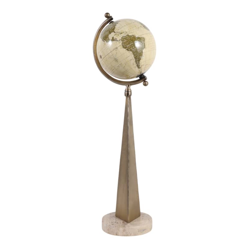 Decorative Tall Globe Statue with Sculpture Base - 30", Bronze - 30.0"