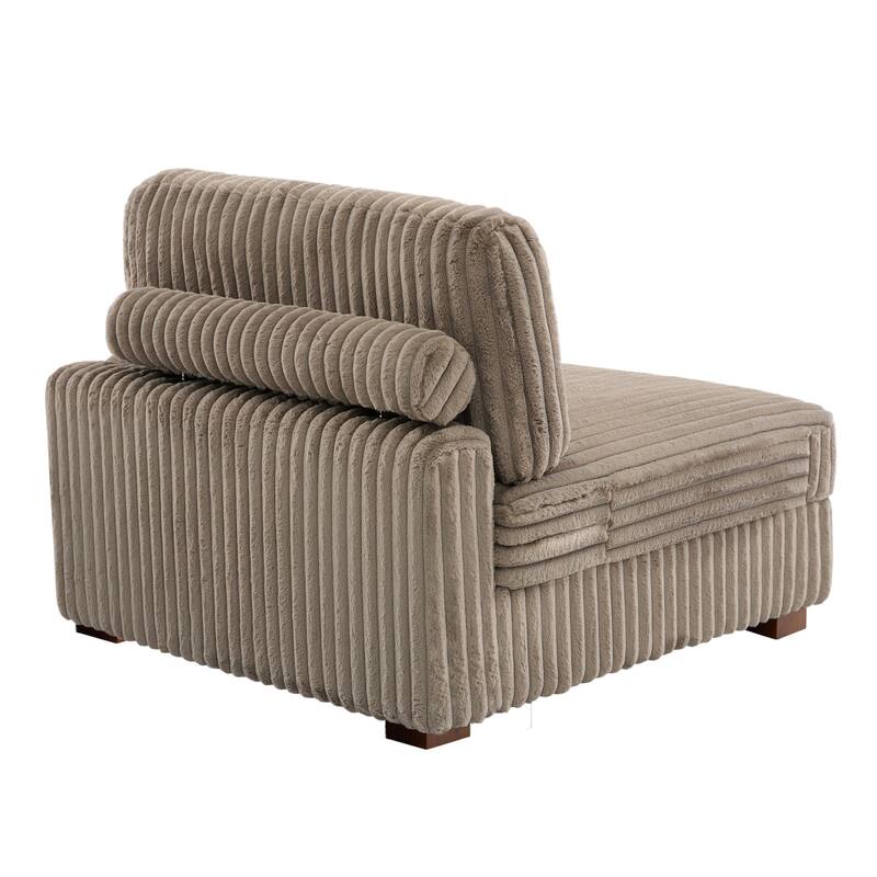 Plush Corduroy Chaise Armchair Modular Lounge Sectional Corner Sofa