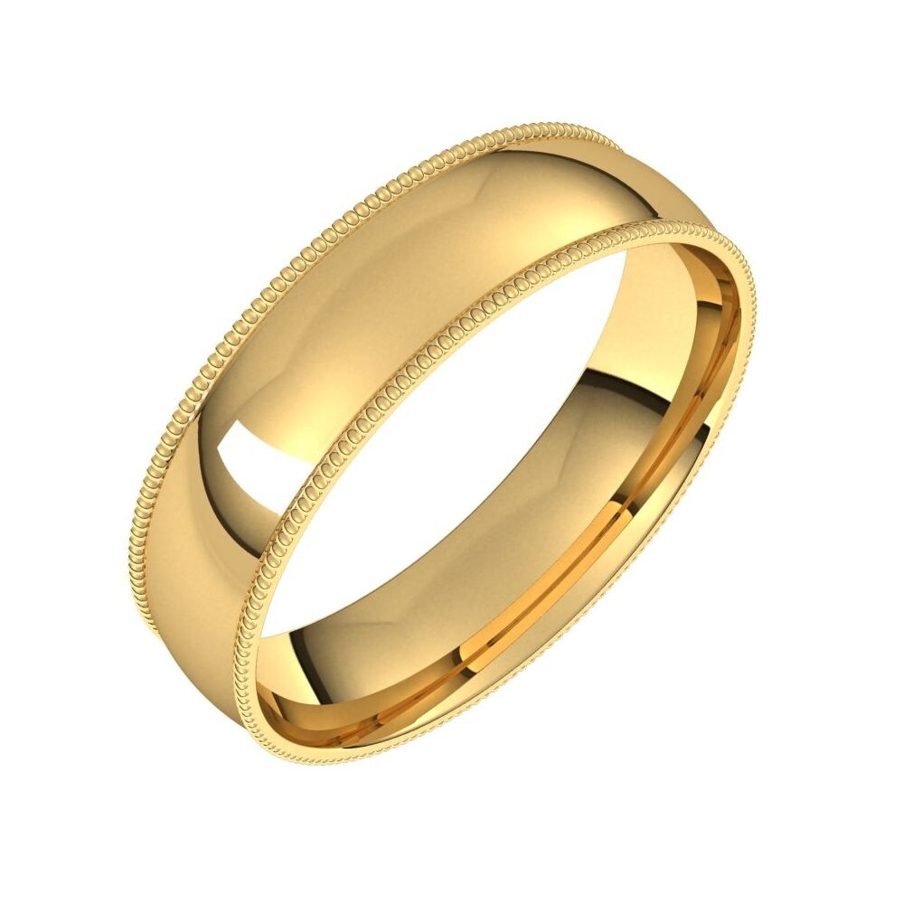 Mens 10K Yellow Gold 5mm Light Milgrain Half Round Wedding Band Ring Mens 10K Yellow Gold 5mm Light Milgrain Half Round Wedding Band Ring
