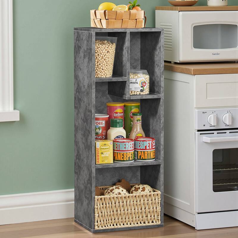 Javlergo Set of 2 Modern 4-Tier Bookshelves Asymmetric Storage Shelf Horizontal or Vertical Bookcase for Living Room Bedroom