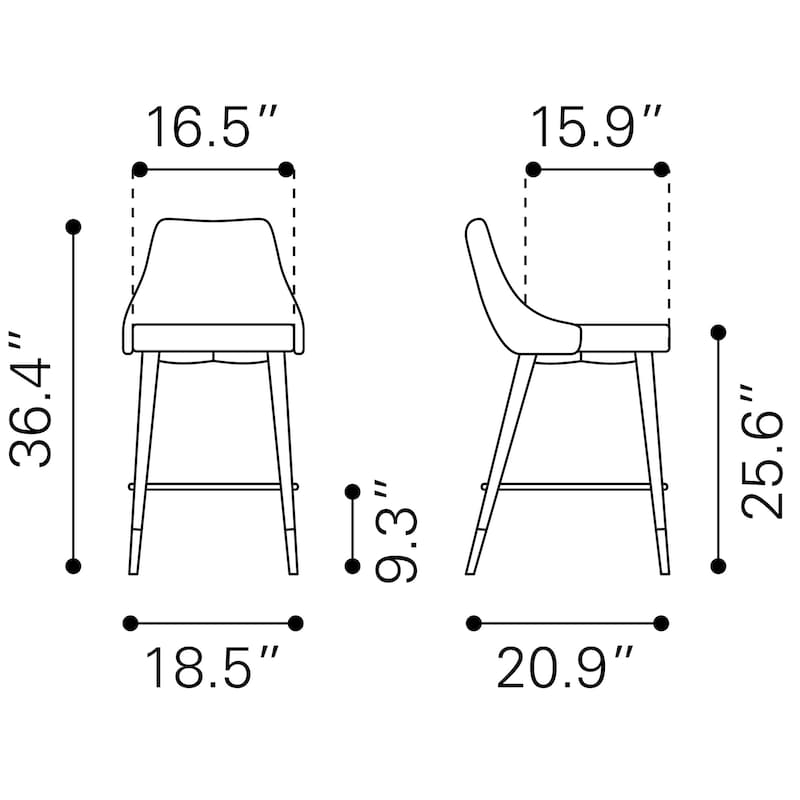 Piccolo Counter Chair - 18.5" W x 20.9" D x 36.4" H