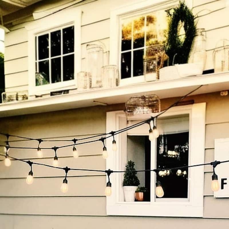 Brightech Ambience Pro 12-Light 27 ft. Outdoor Solar 1W 2700k LED S14 Hanging Edison Flame Bulb String-Light