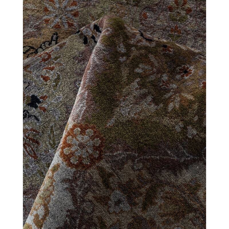 Overton Hand Knotted Wool Vintage Inspired Modern Contemporary Overdyed Brown Octagon Area Rug - 9' 1" x 9' 1"