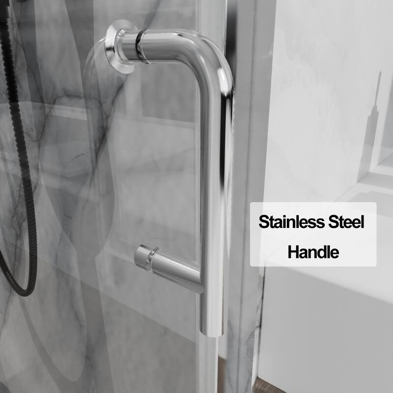 ExBrite 36'' x 72'' Shower Door Frameless Hinged Bifold Panel Designed Glass Door,Thick Tempered Glass,Reversible Installation