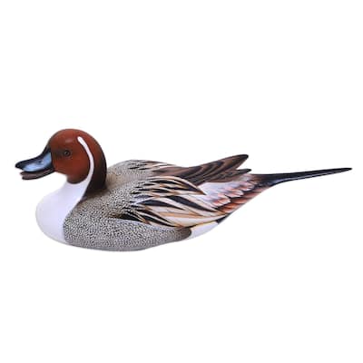 Handmade Life Size Pintail Duck Wood sculpture (Indonesia) - 43 x 19 x 17