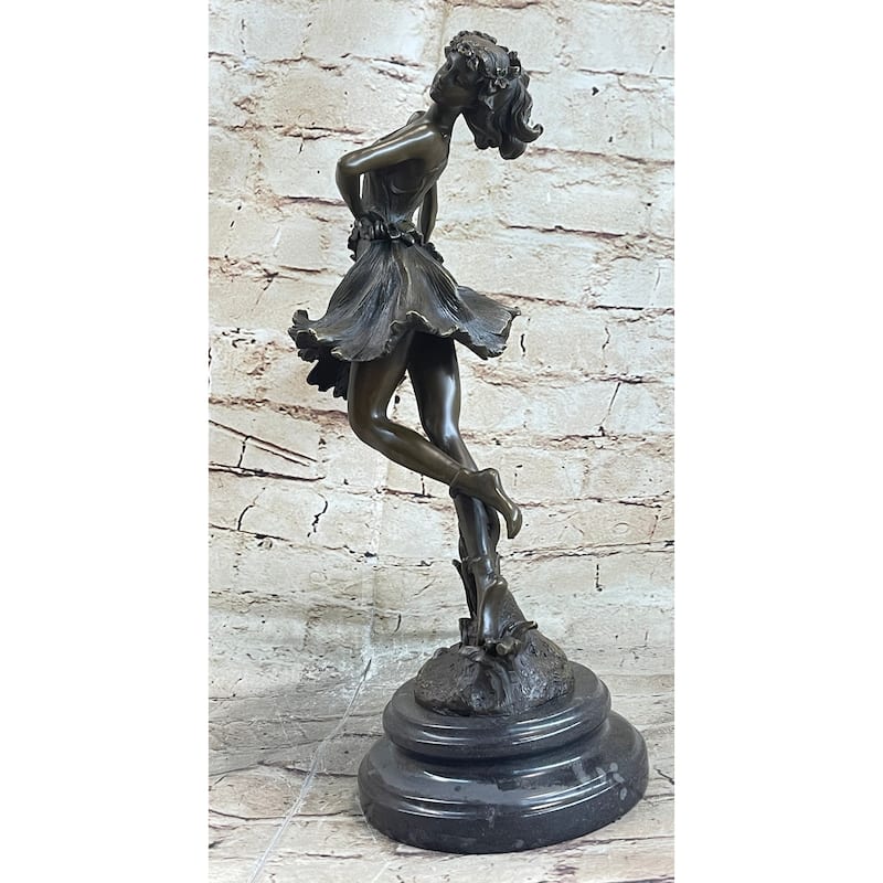 Fantasy Floating Dancer Ballerina Signed Bronze Sculpture Figure 14 Inches X 6 Inches