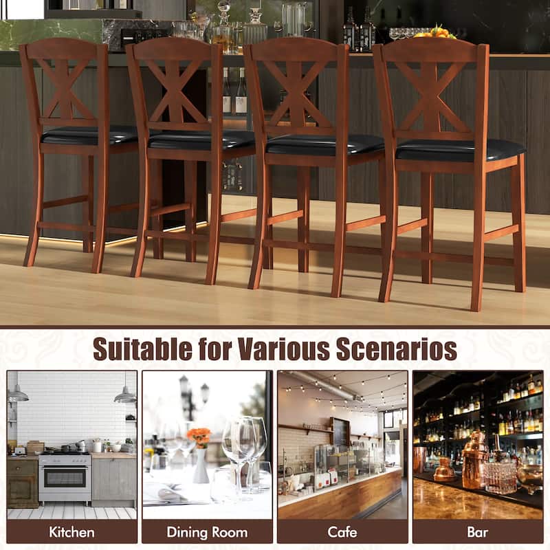 Gymax 24'' Modern Bar Stools Set of 2 w/ Hollowed High Backrest