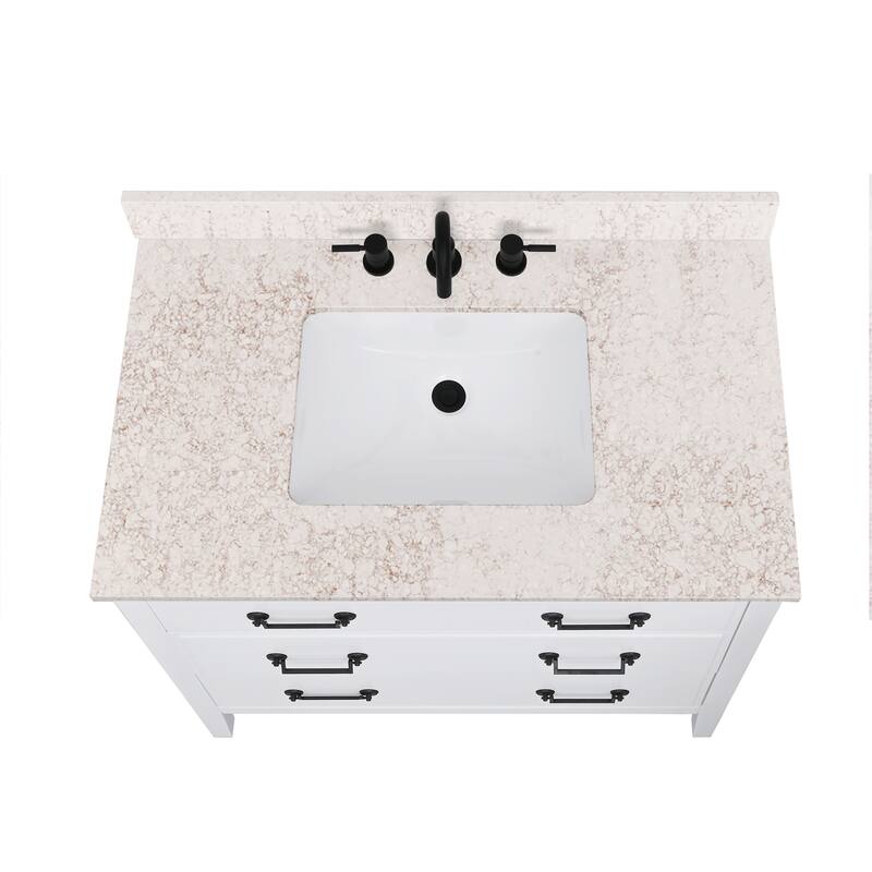 Avanity Quartz Vanity Top with Rectangular Undermount Sinks