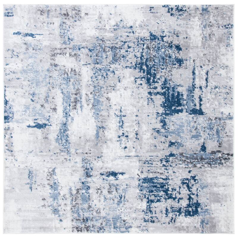 SAFAVIEH Amelia Caliopa Modern Abstract Rug - 6'7" Square - Grey/Light Blue