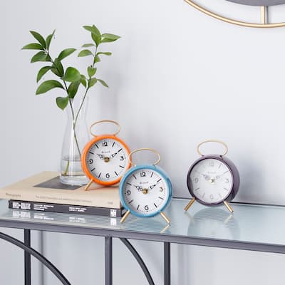 Multi Colored Wooden Ring Top Decorative Clock (Set of 3) - 3/ASST 5"W, 6"H
