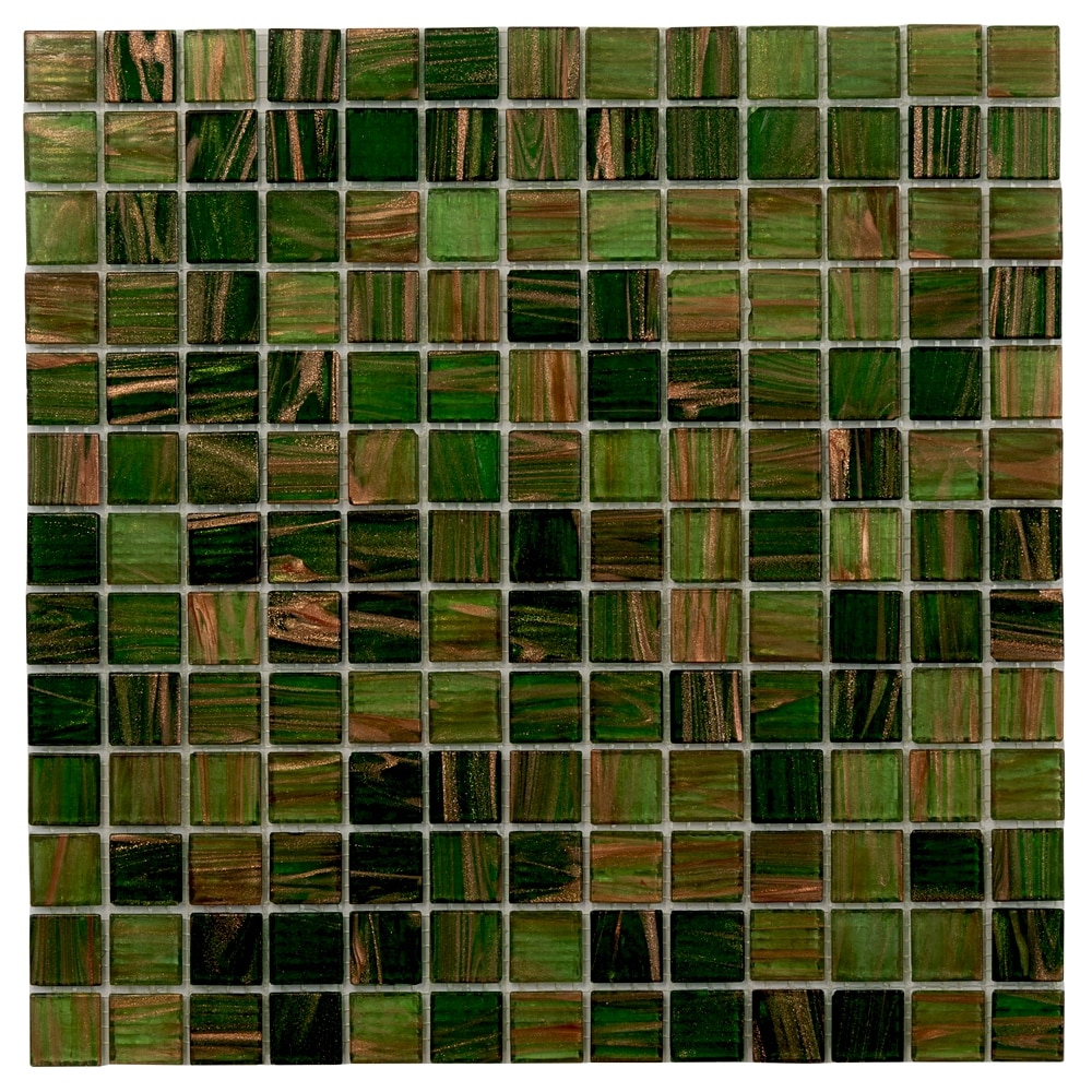 Apollo tile 12" x 12" Mingles Glossy Moss Green Glass Tile (20 sq ft/case) - 20 Pack