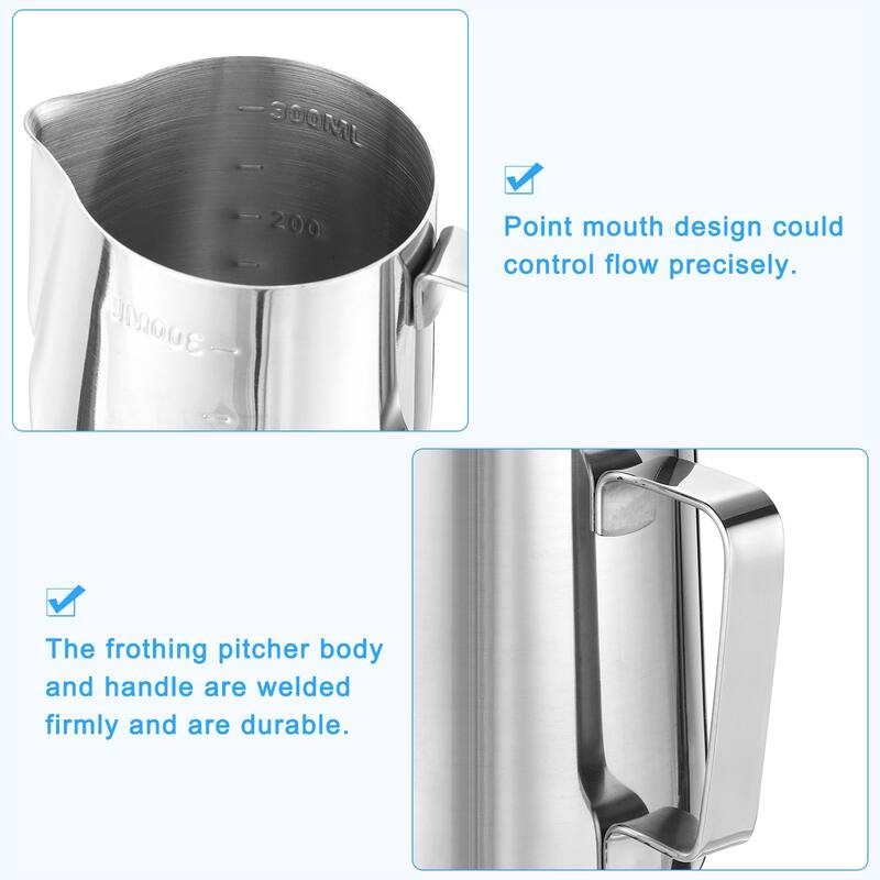 Milk Frothing Pitcher with Scale Lines, Pitcher with Pen