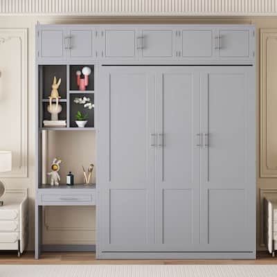 Versatile Queen Size Murphy Bed with Integrated Storage and Desk for Space Optimization