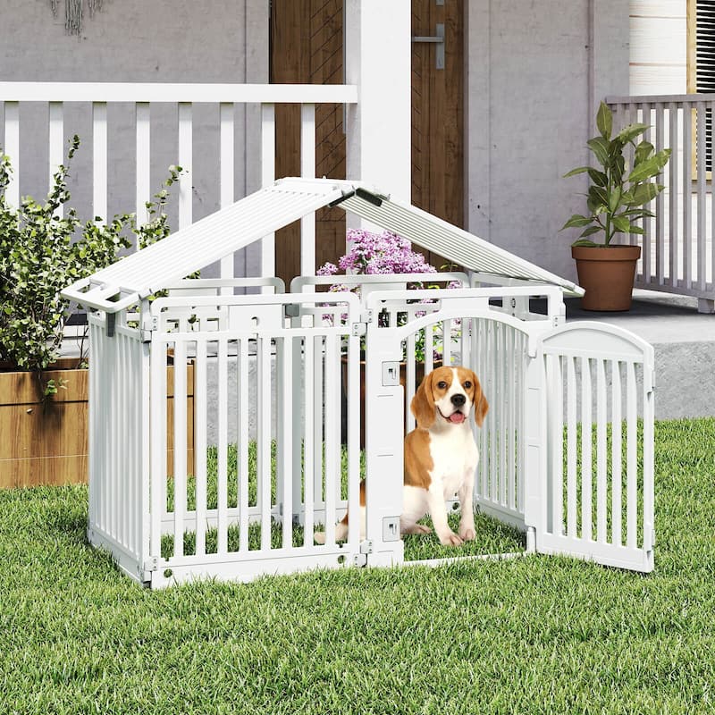 Costway 8/16-Panel 32” Tall Plastic Dog Panel with Securing Locking