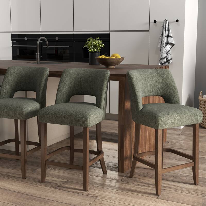 Set of 2/4/6,Upholstered Counter Height Bar Stools,Modern Counter Stools with Wood Legs for Kitchen Island Dining Room Bar