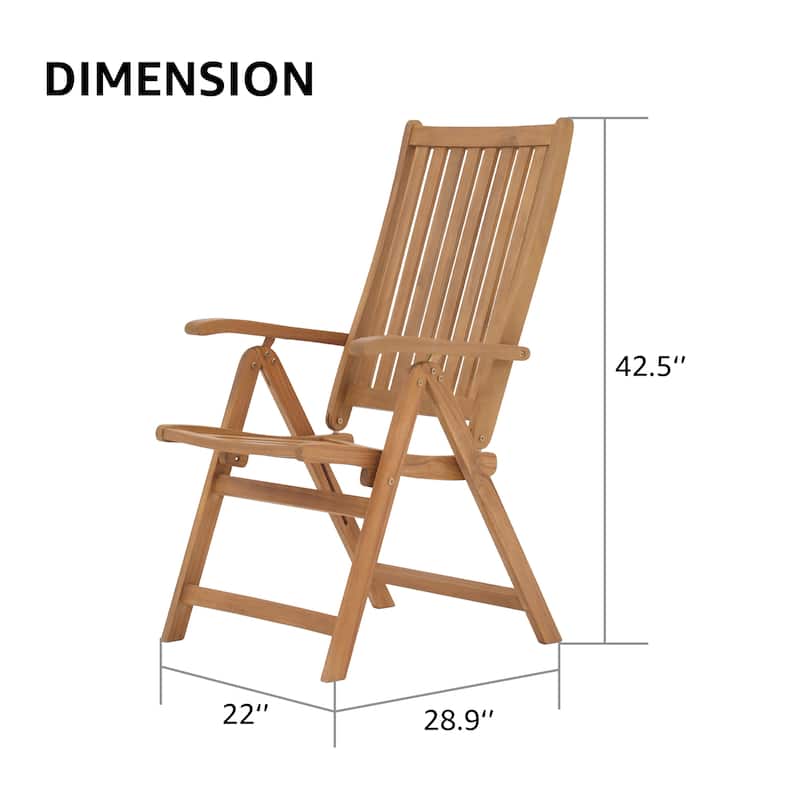 Patio Acacia Wood Adjustable Chairs (Set of 2)