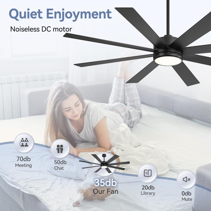 42/48/52/56/60/65-IN LED Ceiling Fan with Light Kit and Remote(5/6/7/8-Blade)
