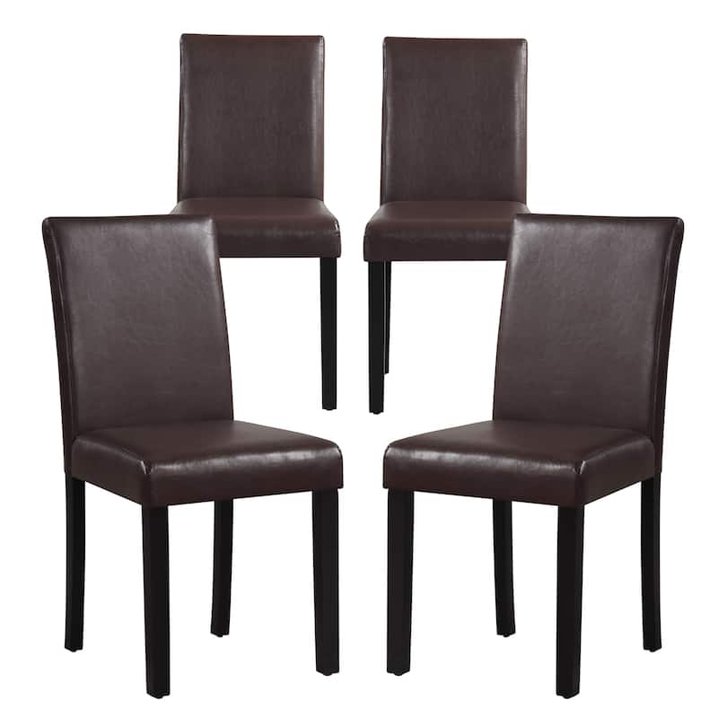 Gymax Dining Chair Set of 4 w/ Acacia Wood Frame & Rubber Wood Legs
