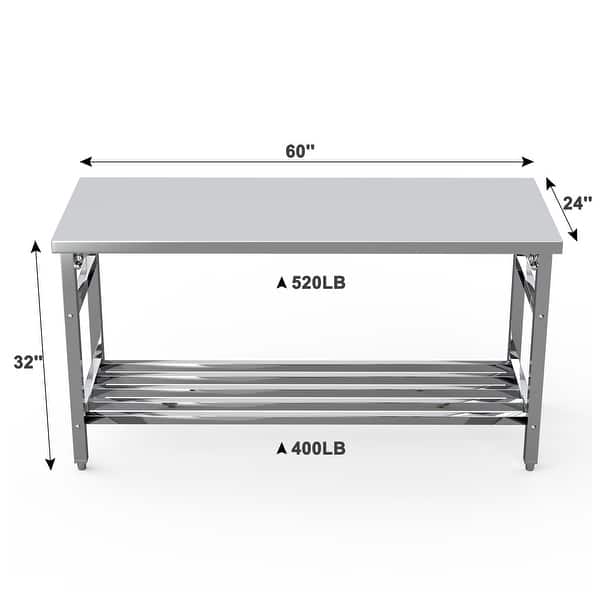 24 x 60 Inches Folding Stainless Steel Work Table - Bed Bath & Beyond ...