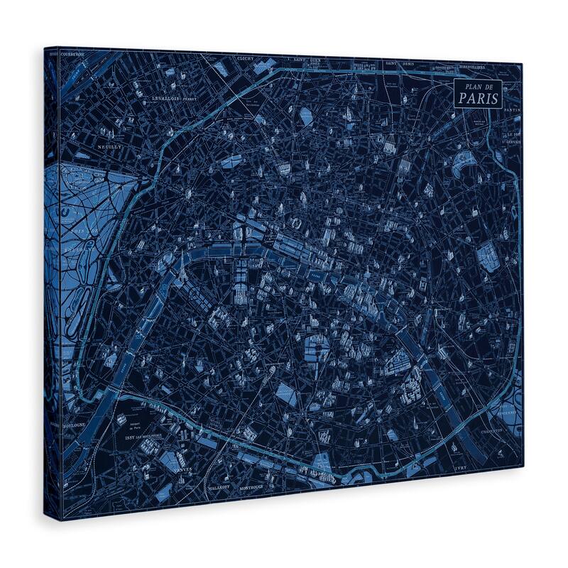 Stupell Blue Detailed Paris Map Canvas Wall Art Design By Phillipa Katz