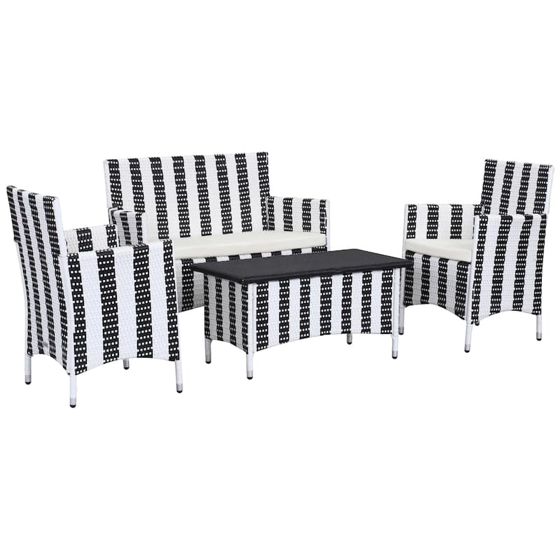 SAFAVIEH Outdoor Simka Brown/ Sand Patio Set (4-Piece) - 43W x 34D x 23H